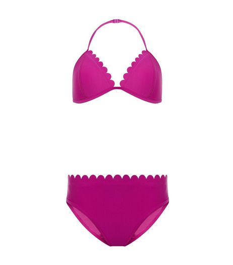 Teens Purple Scallop Edge Scuba Bikini | New Look