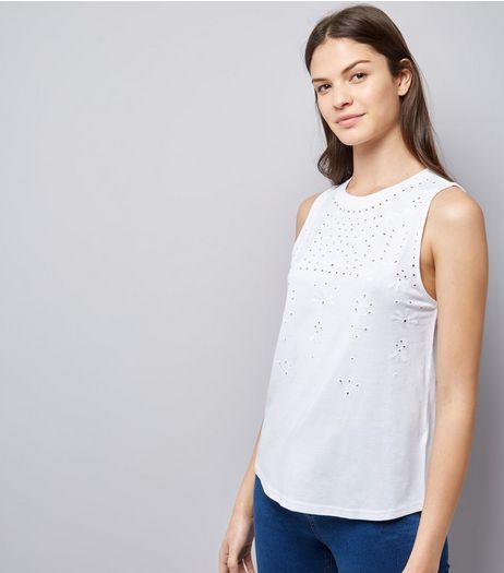 White Floral Cut Out Top | New Look
