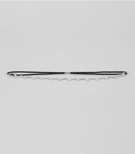 Silver Diamante Zig Zag Elasticated Headband | New Look