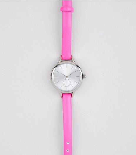 Bright Pink Skinny Strap Watch | New Look
