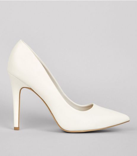 Wide Fit White Pointed Court Shoes | New Look