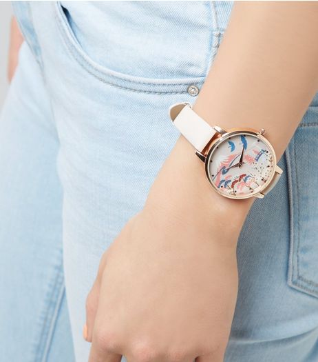 Rose Gold Leaf Dial Watch | New Look