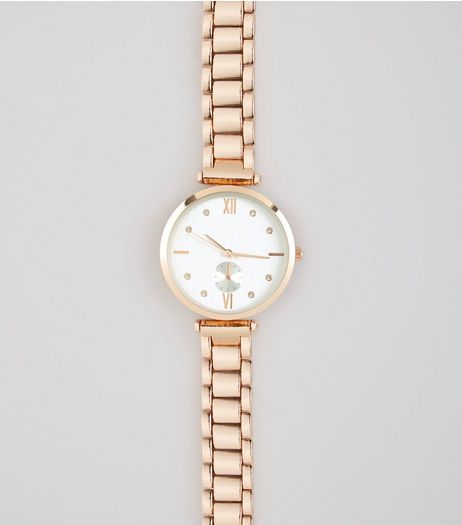 Gold Links Diamante Watch | New Look