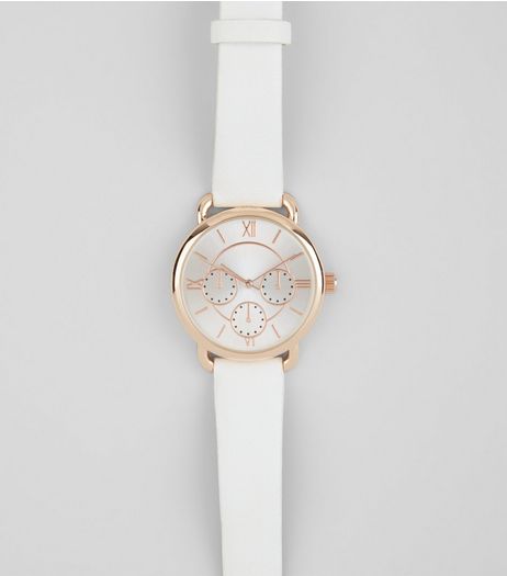 White Metallic Trim Watch | New Look