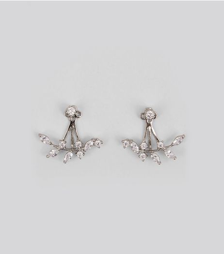 Silver Cubic Zirconia Leaf Ear Jackets | New Look