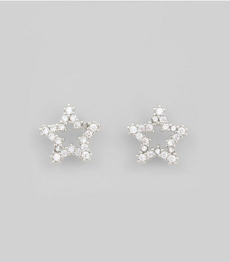 Silver Diamante Star Earrings | New Look