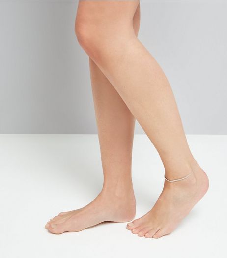 Silver Crystal Anklet | New Look