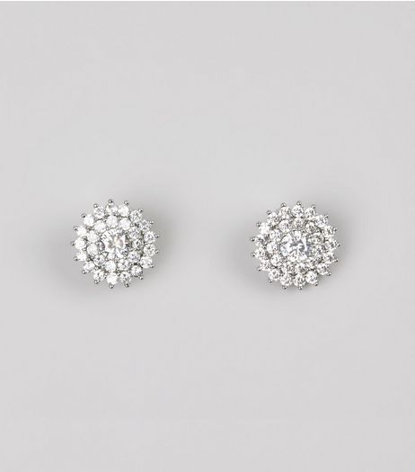 Silver Cubic Zirconia Circle Stud Earrings | New Look