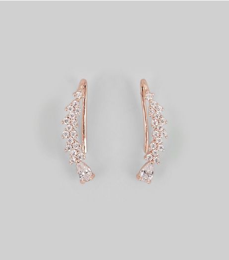 Rose Gold Cubic Zirconia Ear Cuffs | New Look