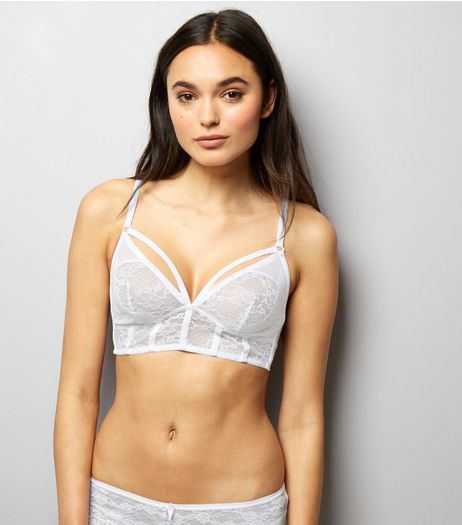 White Strap Front Lace Bralet | New Look