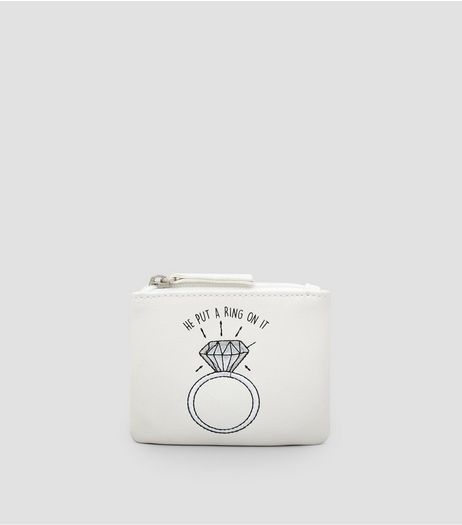 White He Put A Ring On It Zip Top Purse | New Look