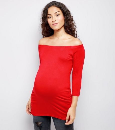 Maternity Red Bardot Top | New Look