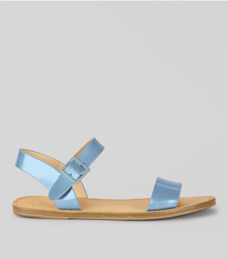 Blue Metallic Sandals | New Look