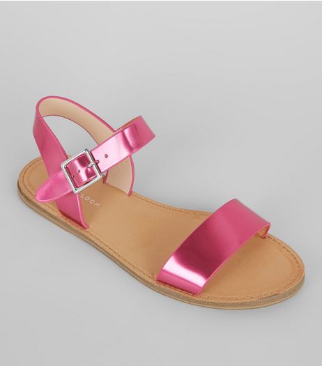 Pink Metallic Sandals | New Look