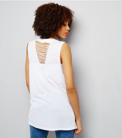 White Ladder Back Longline Vest | New Look