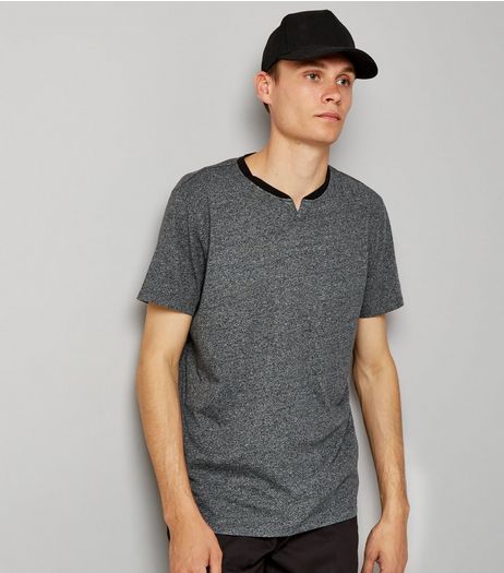 Grey Marl V Neck T-Shirt | New Look