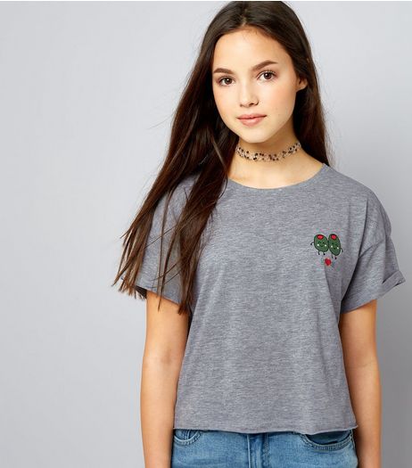 Teens Grey Olive You Print T-Shirt | New Look