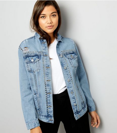Blue Stud Front Denim Jacket | New Look
