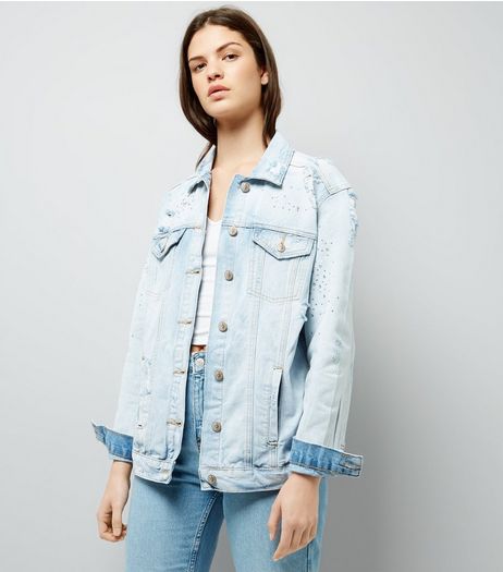 Light Blue Mini Stud Denim Jacket | New Look