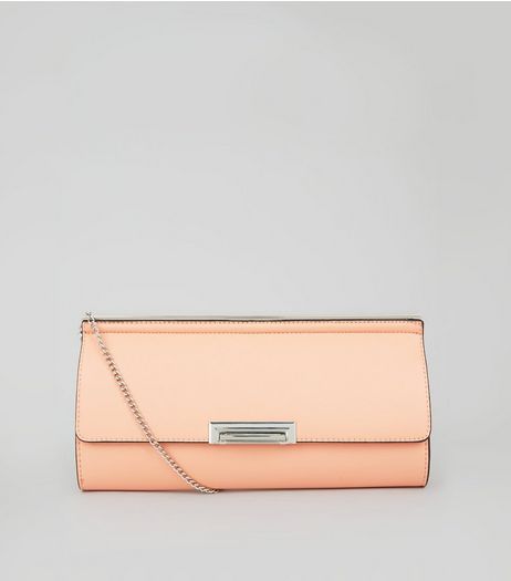 Light Orange Chain Strap Clutch | New Look