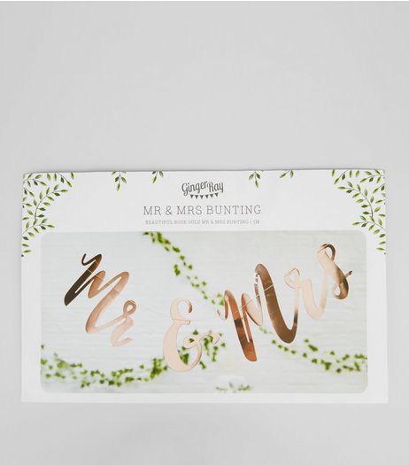 Rose Gold Mr and Mrs Bunting | New Look