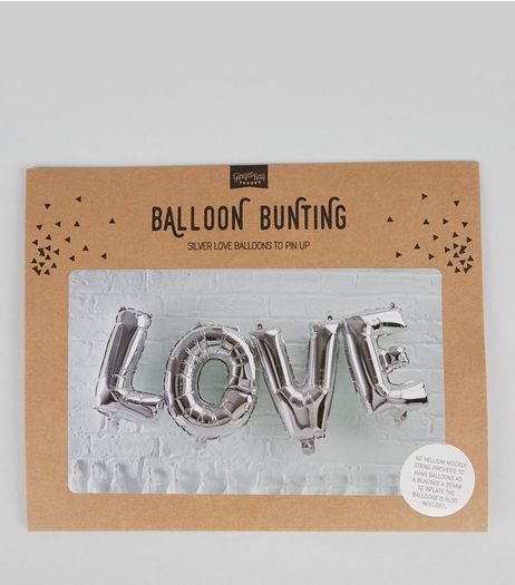 Silver LOVE Balloon Bunting | New Look