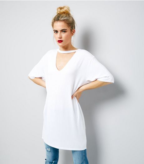 White Choker Neck Tunic | New Look