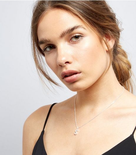 Silver Cubic Zirconia 'S' Initial Pendant Necklace | New Look