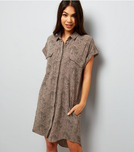 Apricot Stone Abstract Print Shirt Dress | New Look