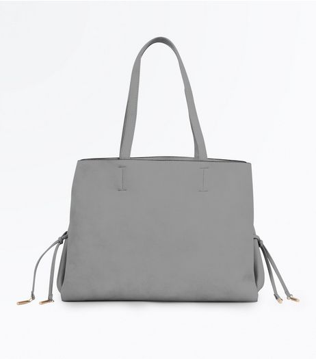 Grey Lace Up Side Tote Bag | New Look