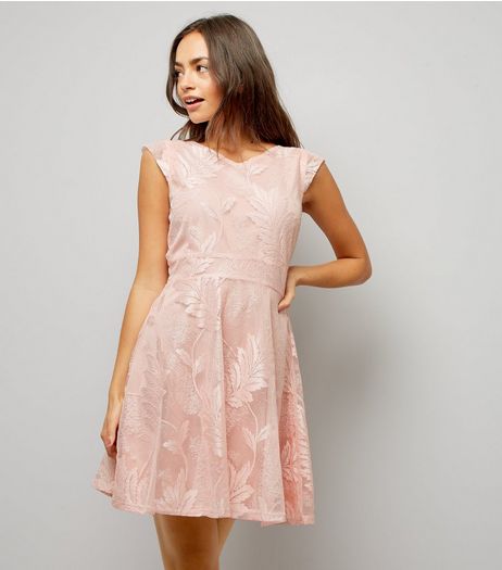 Mela Pink Lace Embroidered Skater Dress | New Look