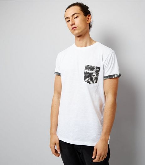 White Acid Wash Pocket T-Shirt | New Look