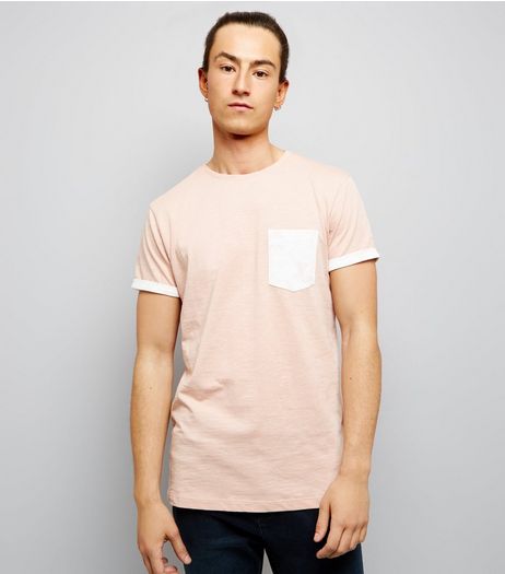 Pink Contrast Pocket T-Shirt | New Look