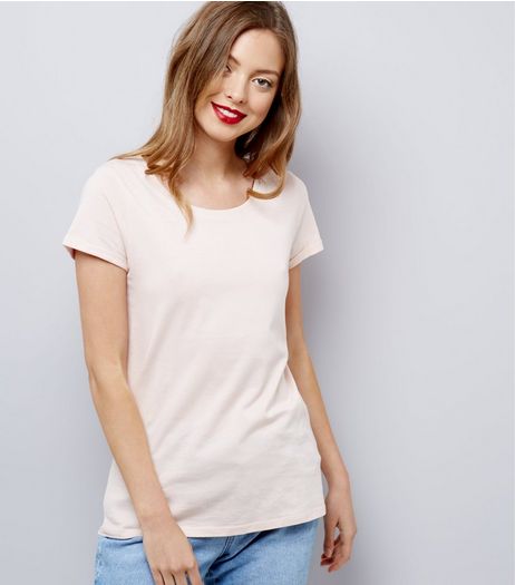 Shell Pink Fitted T-Shirt | New Look
