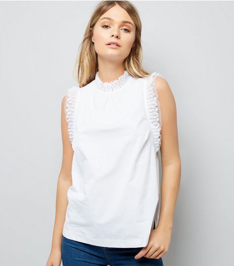 White Lace Trim Top | New Look