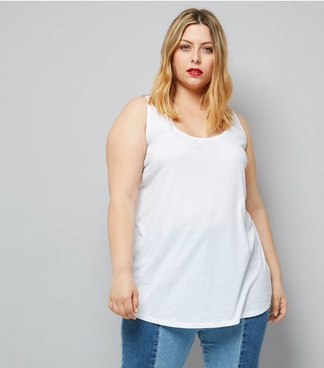 Curves White Scoop Neck Vest | New Look