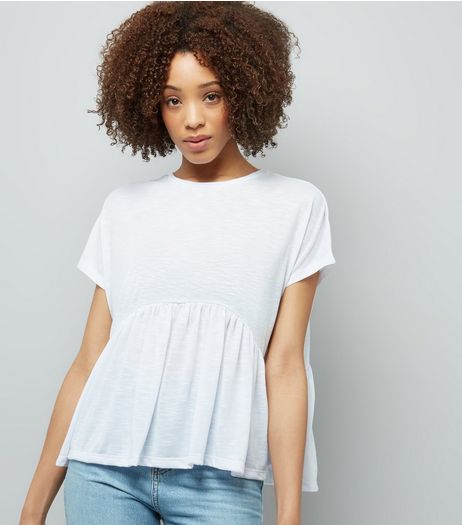White Peplum Hem T-Shirt | New Look