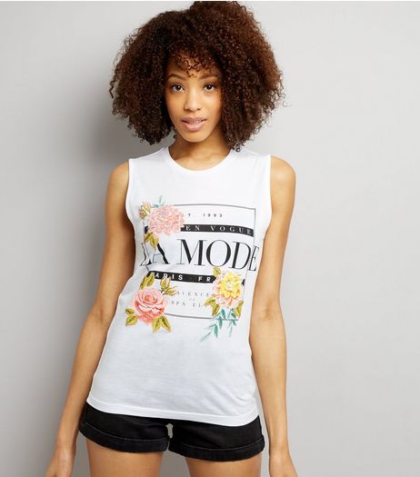 White La Mode Floral Print Tank Top | New Look