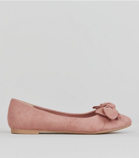 Teens Pink Suedette Bow Front Pumps | New Look