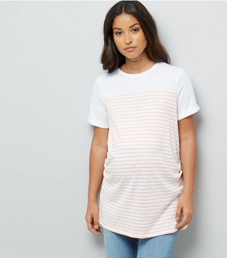 Maternity Orange Stripe Longline T-Shirt | New Look