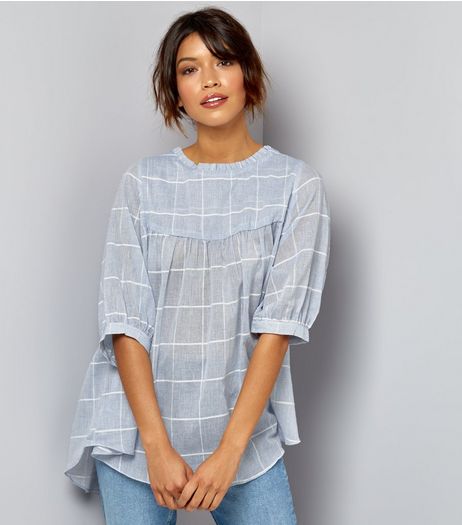 Apricot Blue Check Smock Top | New Look