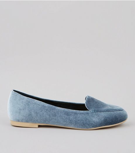 Blue Velvet Tab Slippers | New Look