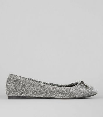 silver glitter ballerina shoes