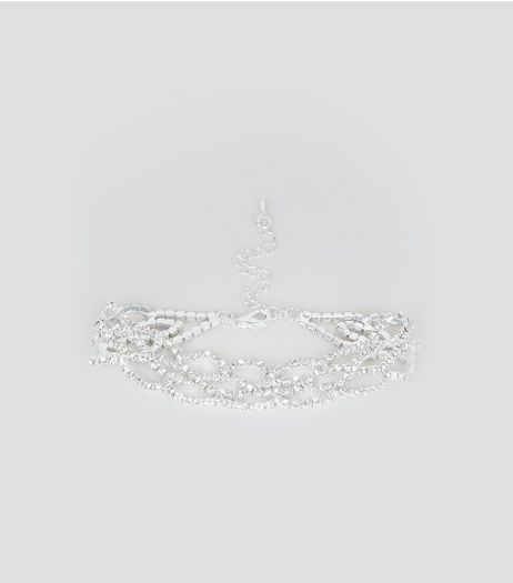Silver Diamante Anklet | New Look