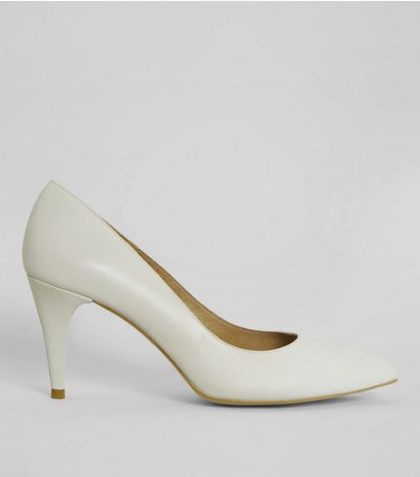 Cream Leather Pointed Heels | New Look