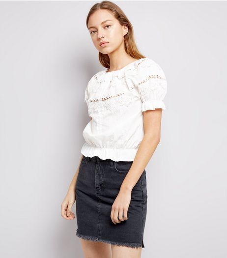 White Lace Trim Cotton Shirt | New Look