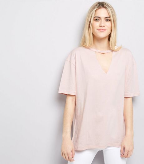 Pink Choker Neck T-Shirt | New Look