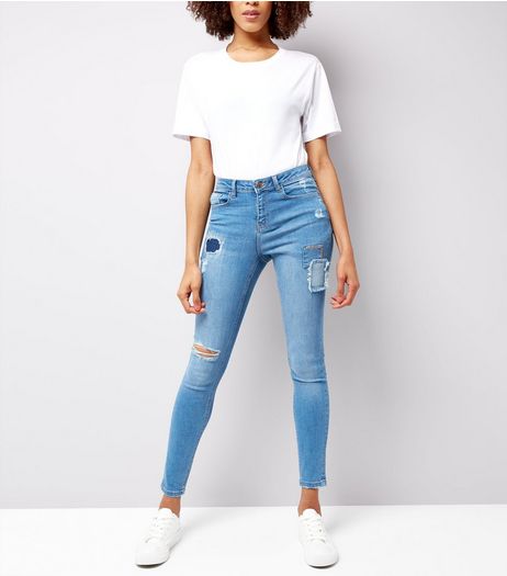 Urban Bliss Blue Ripped Skinny Jeans | New Look
