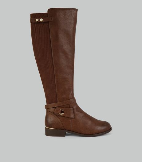 Brown Ankle Strap Knee High Boots | New Look