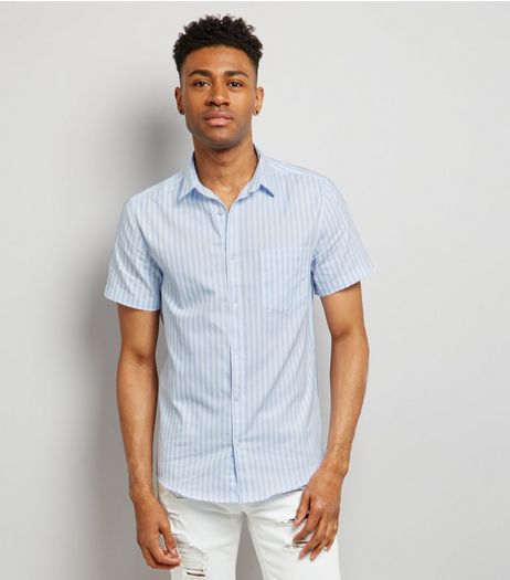 Blue Stripe Short Sleeve Shirt | New Look
